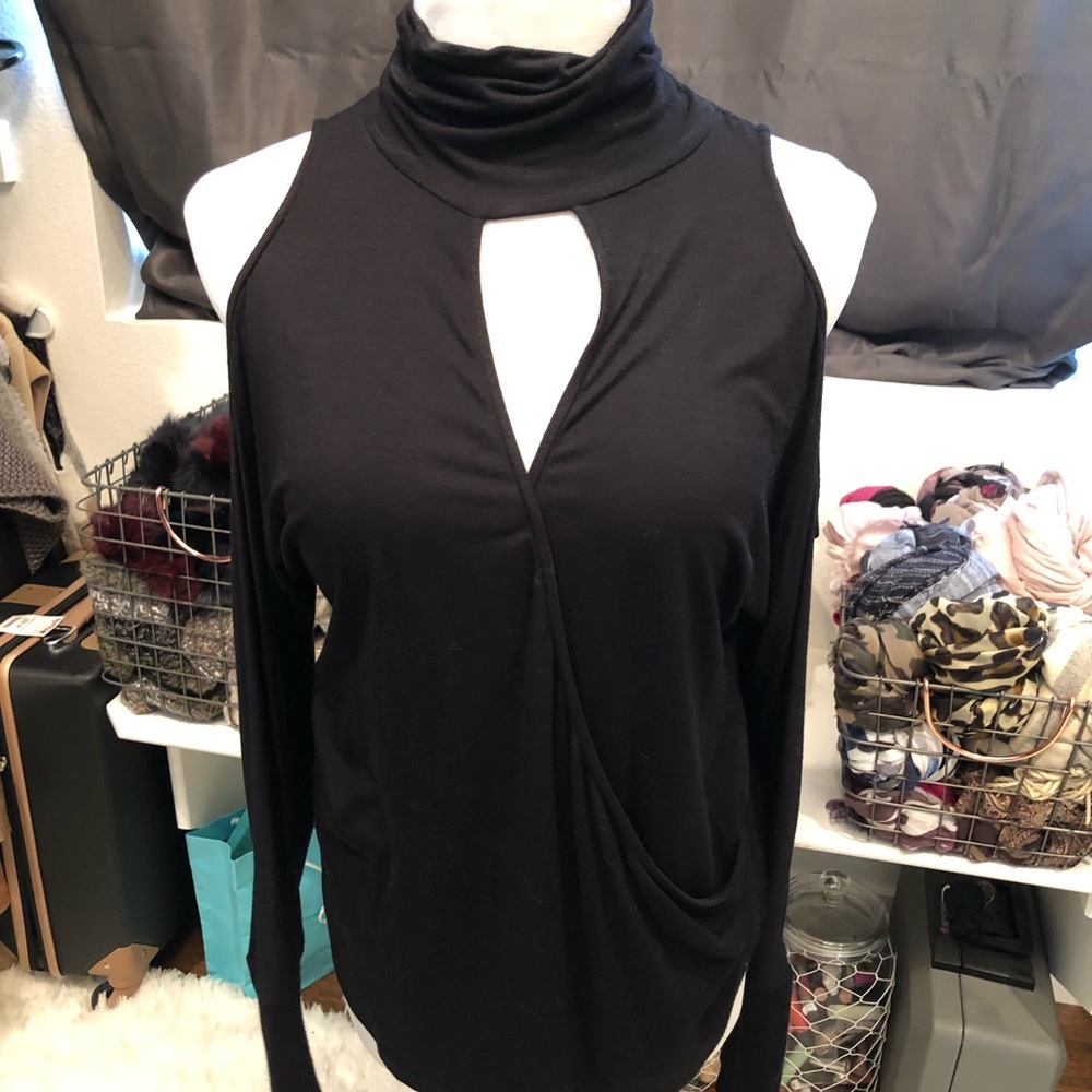 Peekaboo Long Sleeve Black Blouse